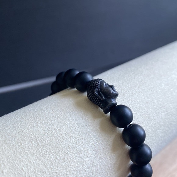 Matte Black Onyx Buddha Bracelet - Picture 2 of 4